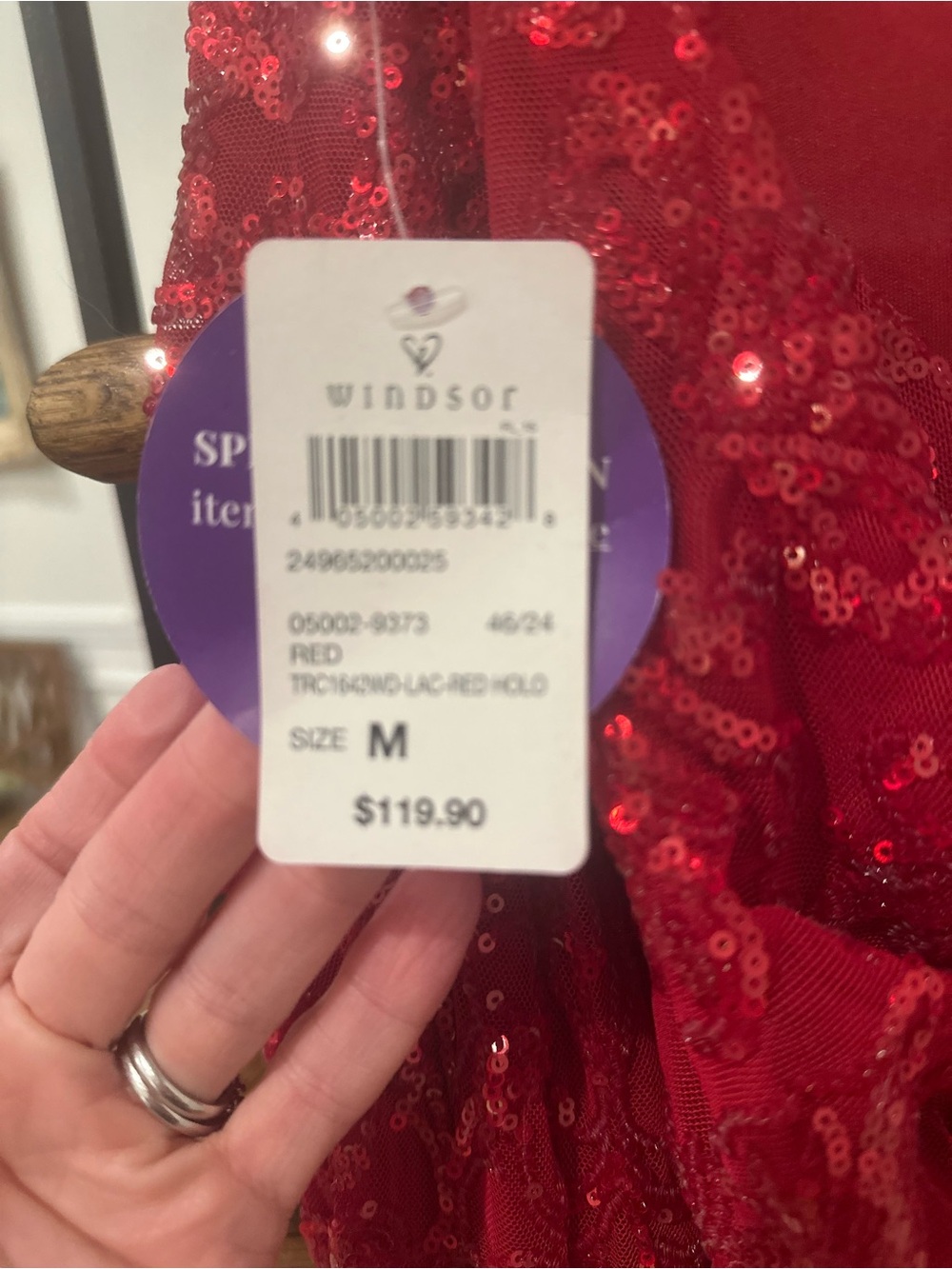 Windsor Scarlet Beaded Spaghetti-Strap Prom Gown - Picture 2 of 4